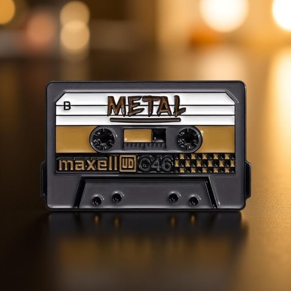 Retro Style Maxell โMetalโ Classic Cassette Enamel Pin โข Gift โข Collectible - Picture 2 of 5
